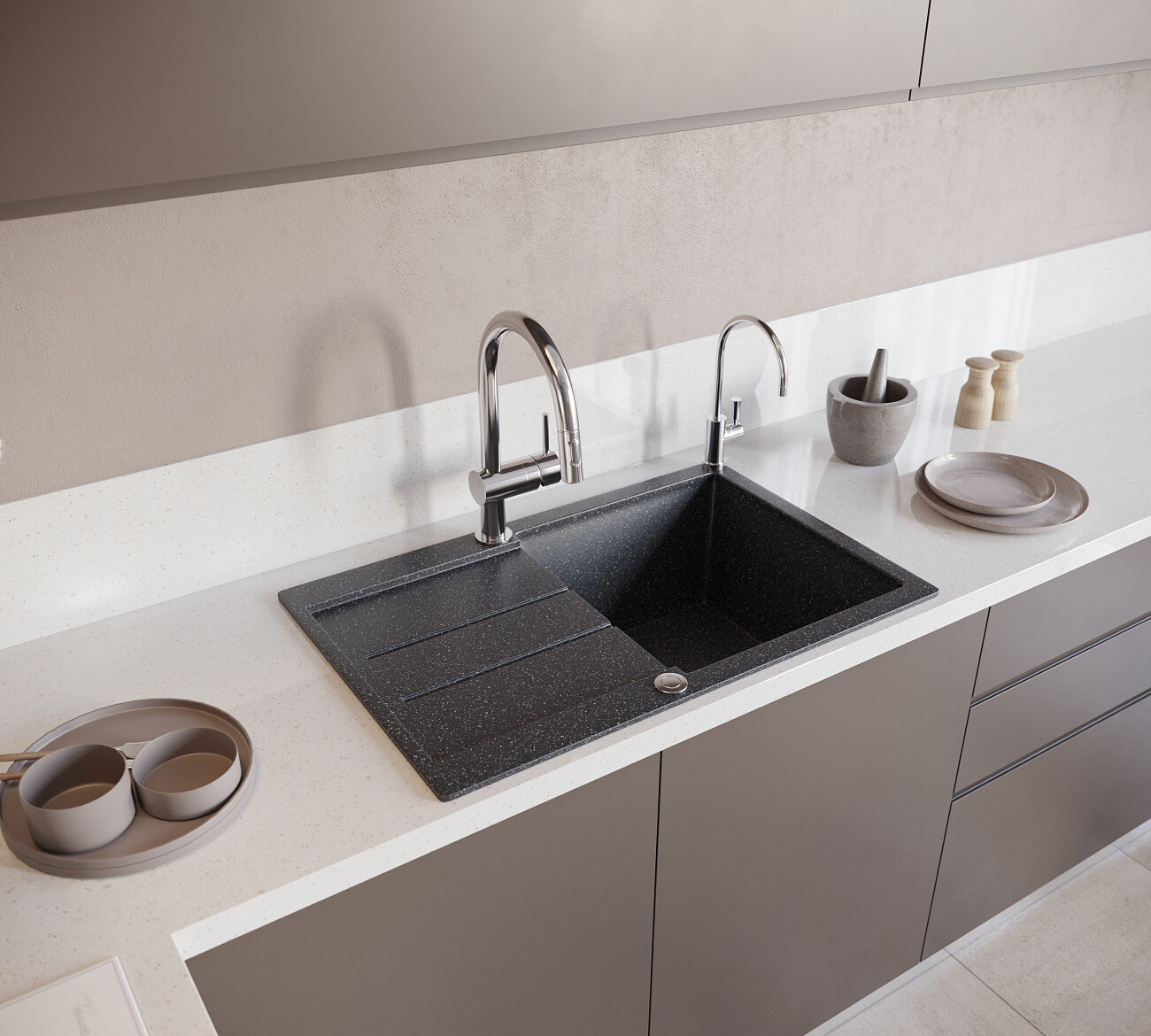 Мойка кухонная черная Domaci "Бьелла" DMC-25-308 - изображение 3