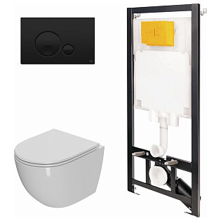 Унитаз Point &quot;Афина&quot; с инсталляцией OLI 80 ECO с кнопкой черной Globe 886914GBO3+PN41041