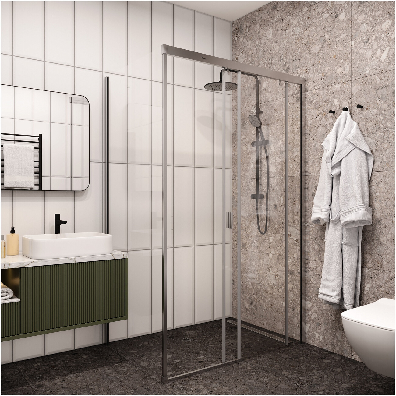 Душевой уголок прямоугольный правый 80x120 см хром Cerutti SPA Marbella 120 R - изображение 6