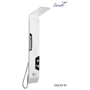 Душевая панель с тропическим душем 150х22 см белая матовая Cerutti SPA Oglio W CT8986