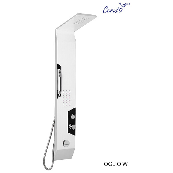 Душевая панель с тропическим душем 150х22 см белая матовая Cerutti SPA Oglio W CT8986 - изображение 1