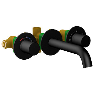 Смеситель для раковины встроенный с термостатом черный Timo Saona 2381-03SM