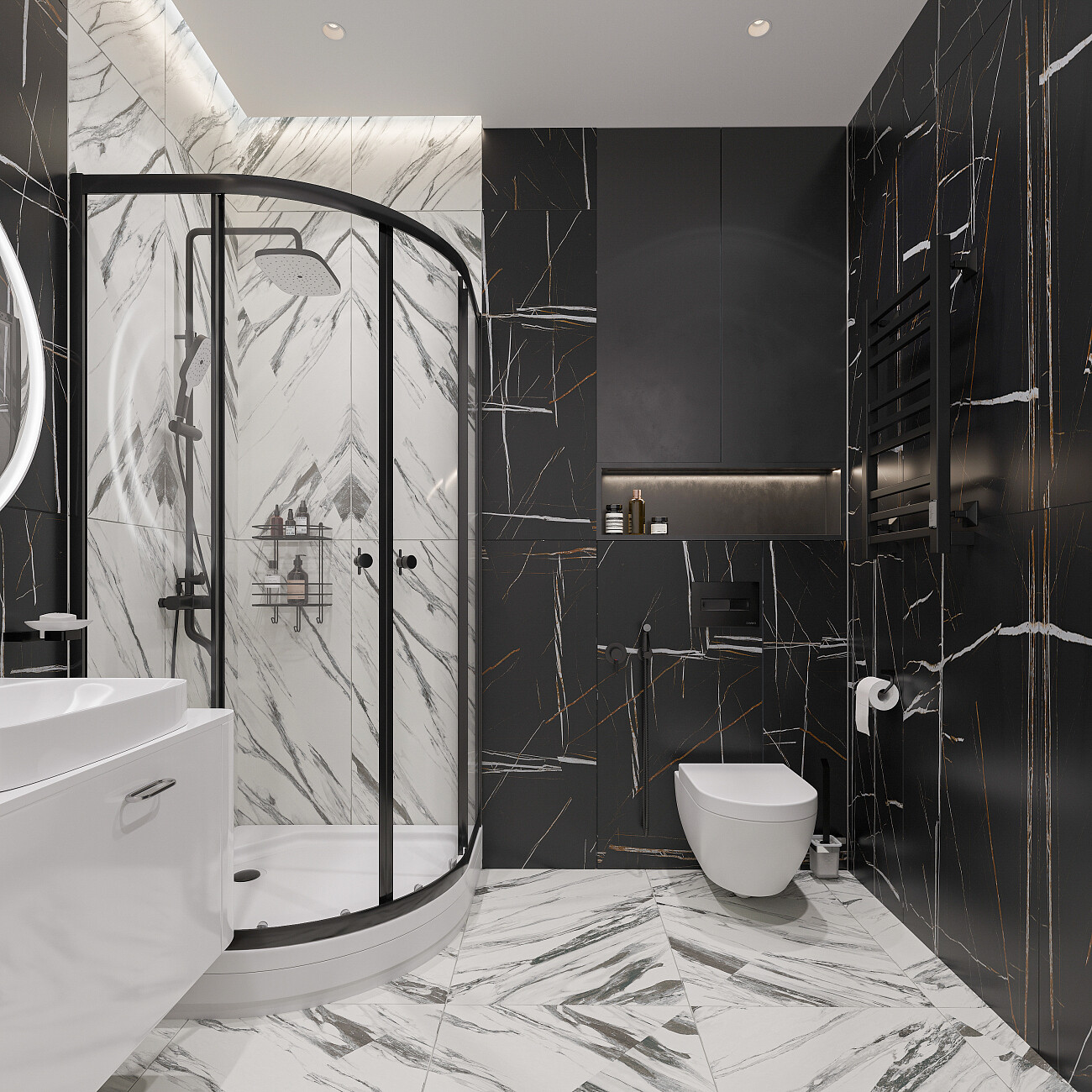 Душевой уголок 90x90 см с низким поддоном черный Diwo "Псков" DU-744585 - изображение 2