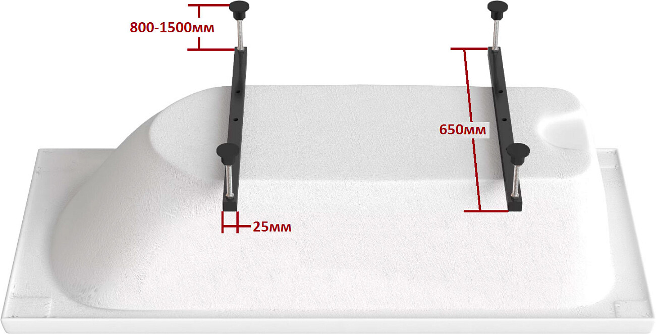 Акриловая ванна с ножками 160x70 см белая Diwo "Ярославль" 333192, 333194 - изображение 4