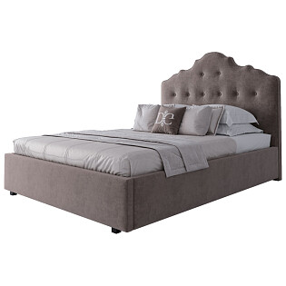 Кровать полутораспальная подростковая с мягким изголовьем 140х200 серо-коричневая Palace