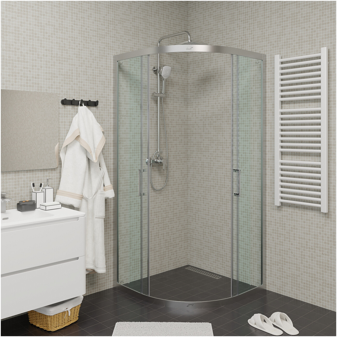 Душевой уголок четверть круга 90x90 см хром Cerutti SPA Viva 90 - изображение 6