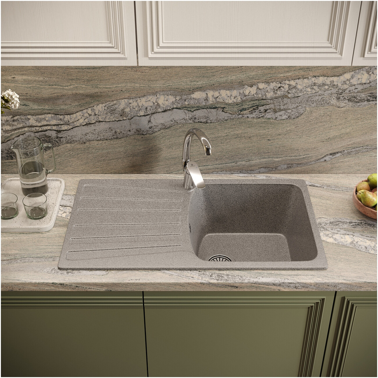 Мойка кухонная темно-серая Domaci "Бьелла" DMC-12-309 темно-серая - изображение 3