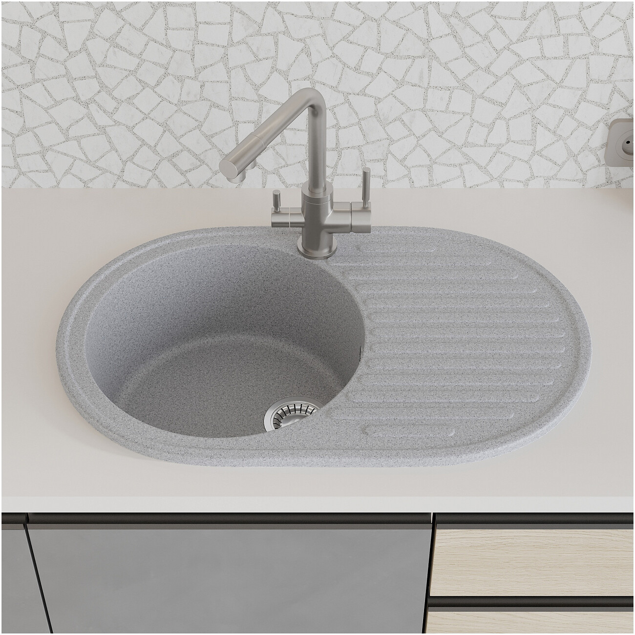 Мойка кухонная серая Domaci "Болонья" М-11-005 - изображение 7