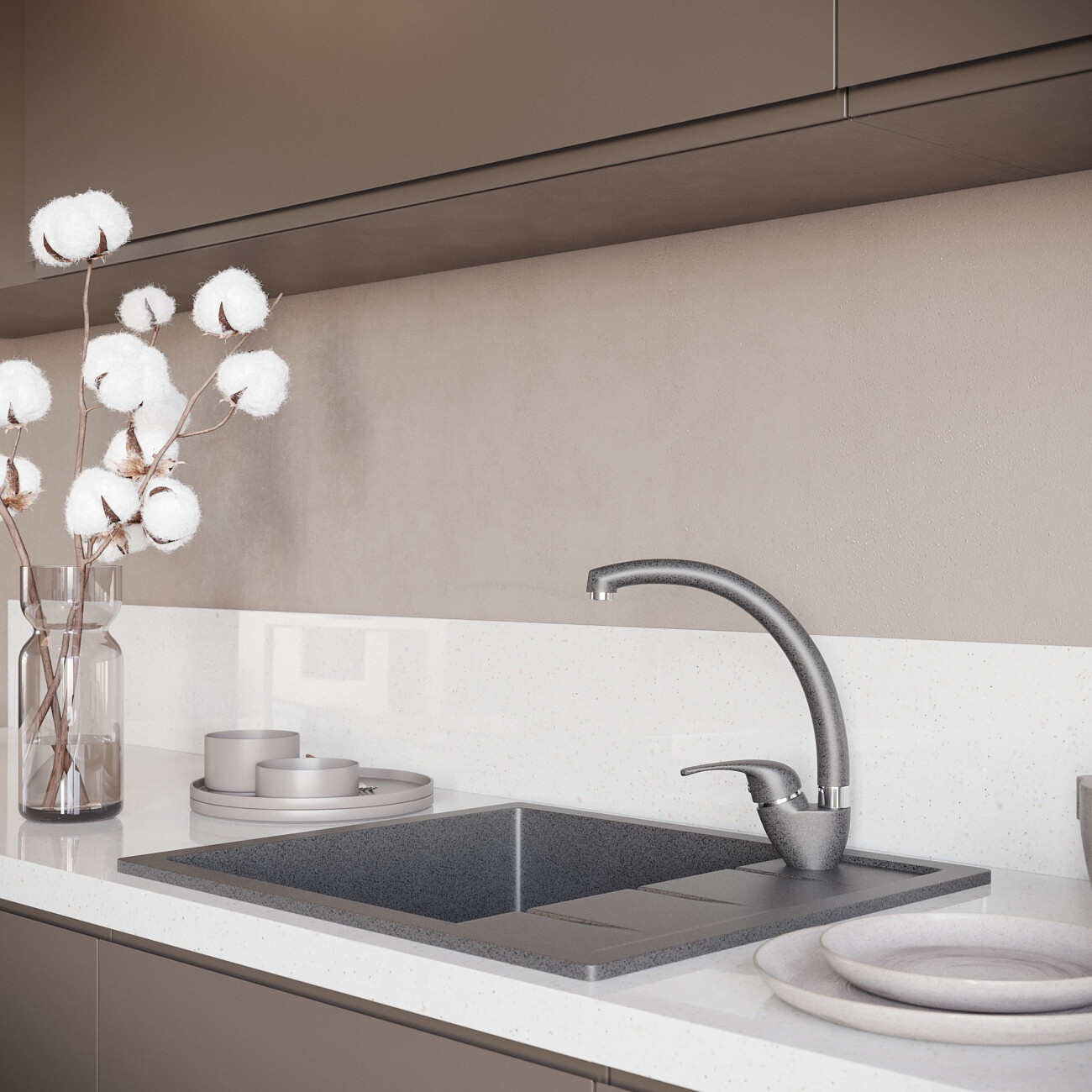 Смеситель для кухни однорычажный антрацит Domaci "Солерно" DC-3013 - изображение 2