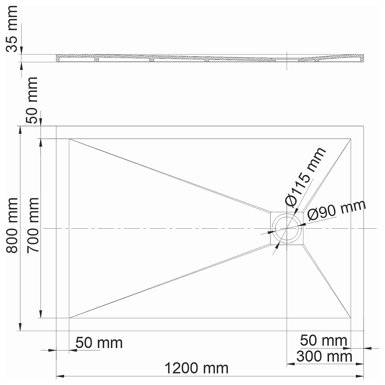 Душевой поддон из искусственного камня прямоугольный 80х120 см черное дерево Wasserkraft Dill 61T06 - изображение 4