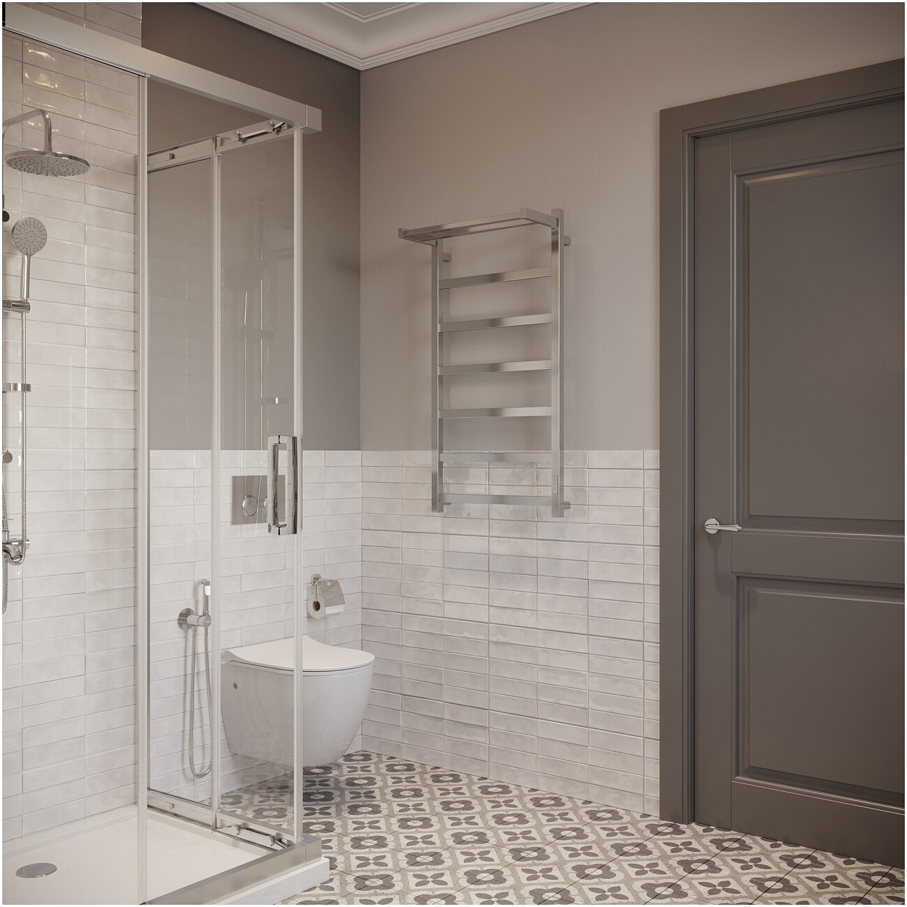 Полотенцесушитель электрический с полкой 100х50 см хром Ewrika "Пенелопа" КВ7 4657812418415 - изображение 7