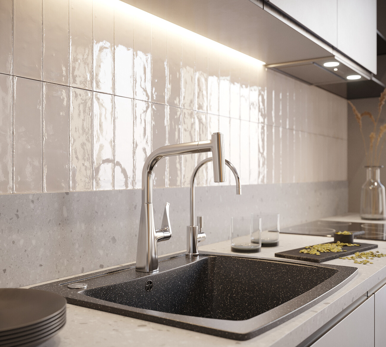 Мойка кухонная черная Domaci "Бьелла" DMC-03-308 - изображение 4