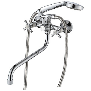 Смеситель для ванны двухвентильный с душевым гарнитуром хром, белый Ammore A4782-3