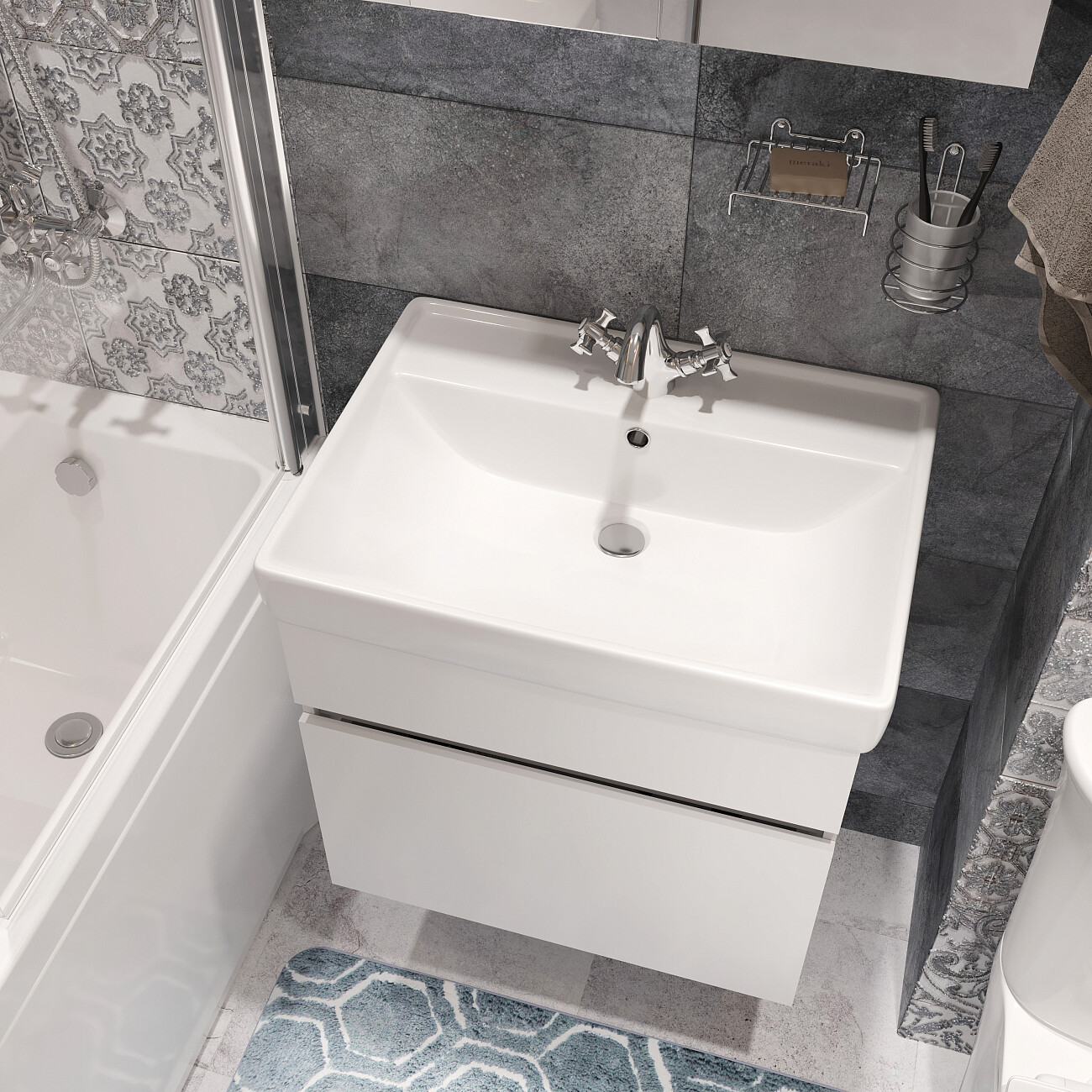 Смеситель для раковины двухвентильный хром Diwo "Самара" SA-02cr - изображение 4