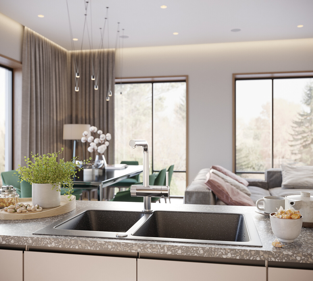 Мойка кухонная черная Domaci "Бьелла" DMC-76K-308 - изображение 6