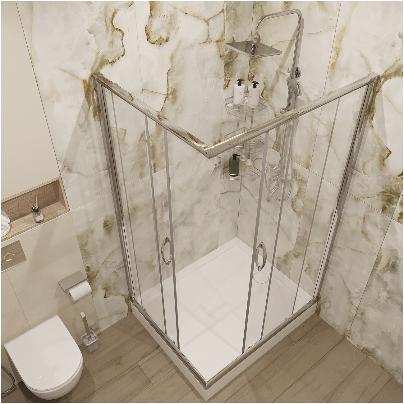 Душевой уголок прямоугольный 110х90 см хром Diwo "Суздаль" - изображение 4