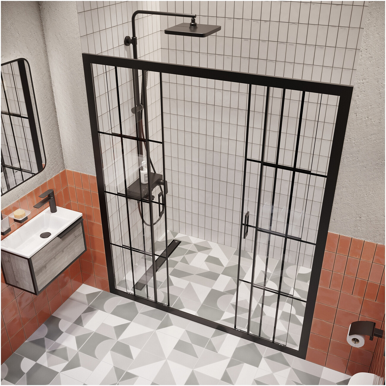 Душевая дверь в нишу раздвижная 150х180 см прозрачная, черная Diwo "Калуга" DS-KA-150-BL - изображение 6