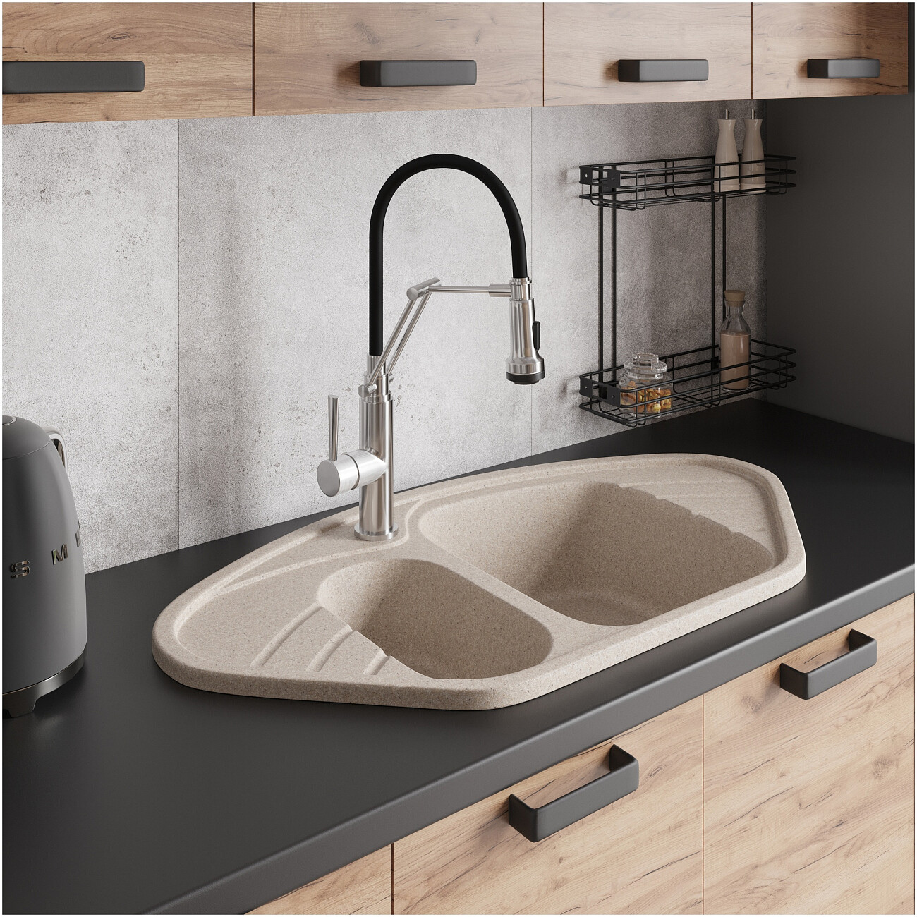 Мойка кухонная песочная Domaci "Болонья" М-23-004 - изображение 7