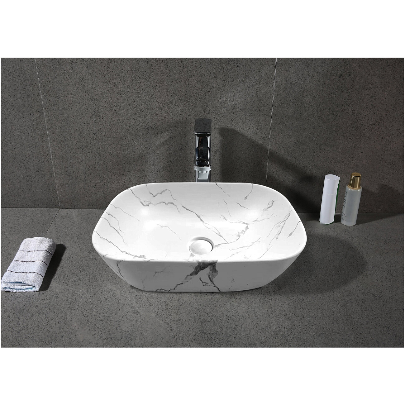 Раковина накладная 32х46 см мрамор матовый белый Ceruttispa CR8215MMW - изображение 2