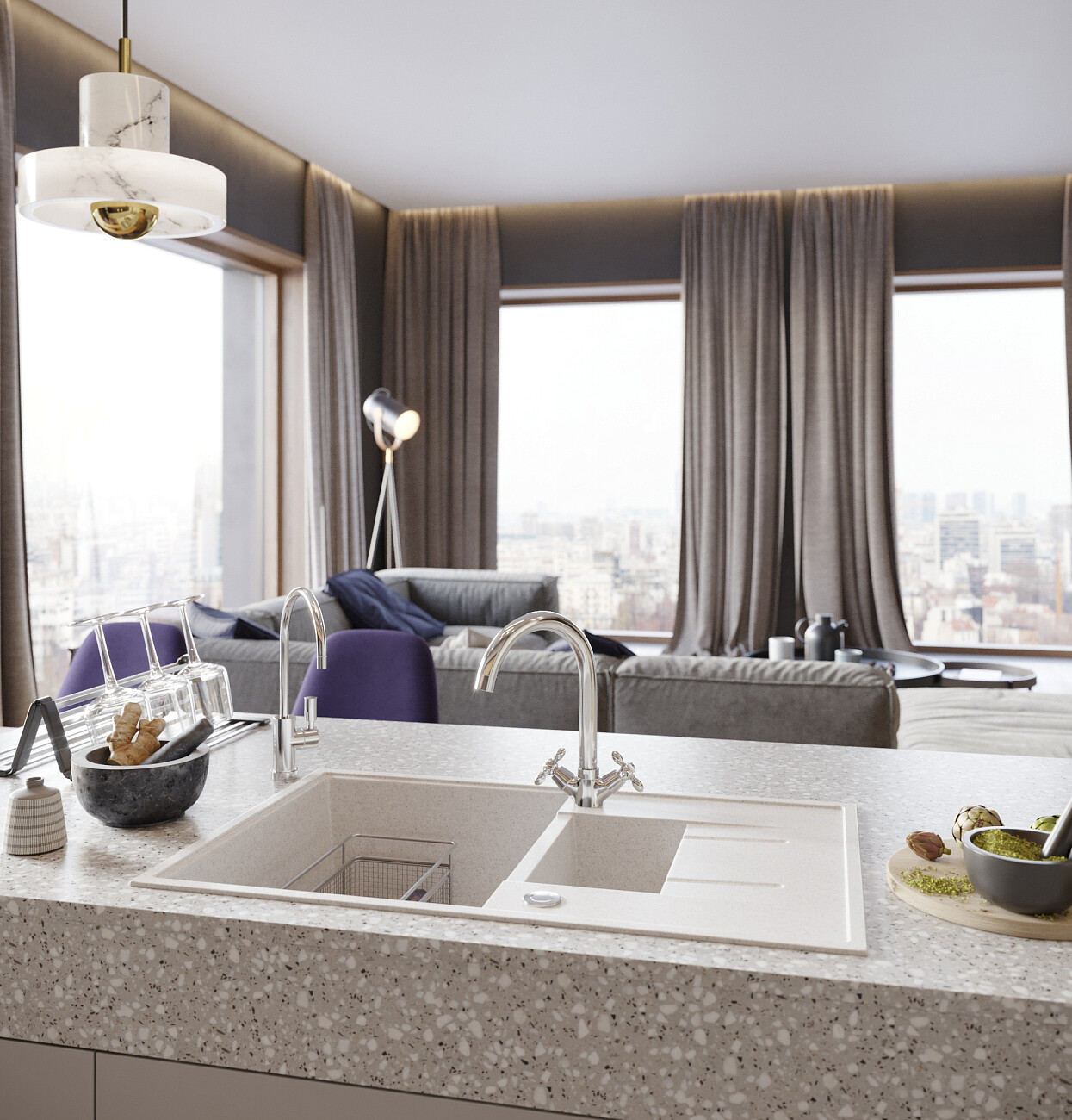 Мойка кухонная из искусственного мрамора прямоугольная 50х77 см белая Domaci "Бьелла" DMC-21K - изображение 3