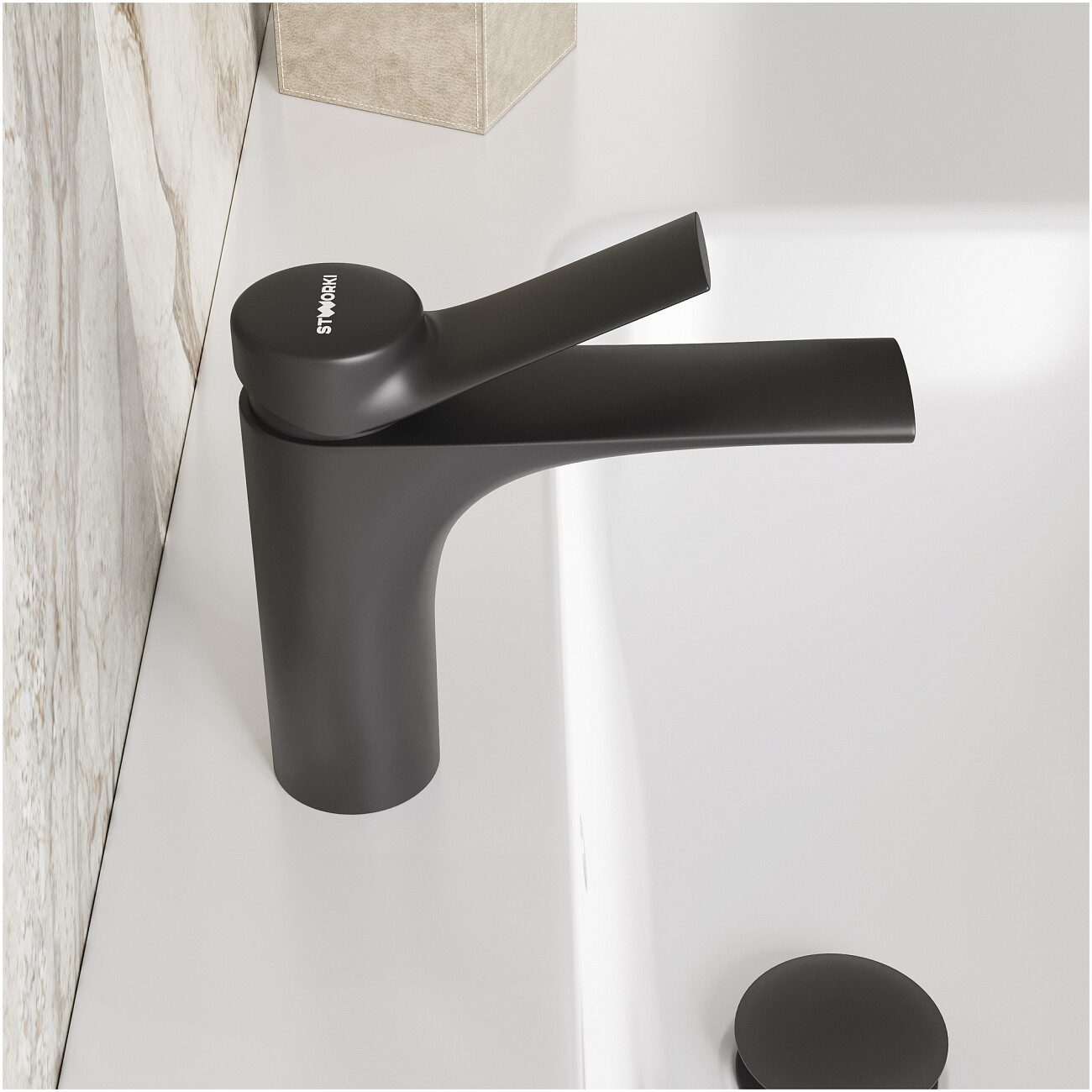 Смеситель для раковины однорычажный черный Stworki "Ларвик" S24010BK - изображение 7