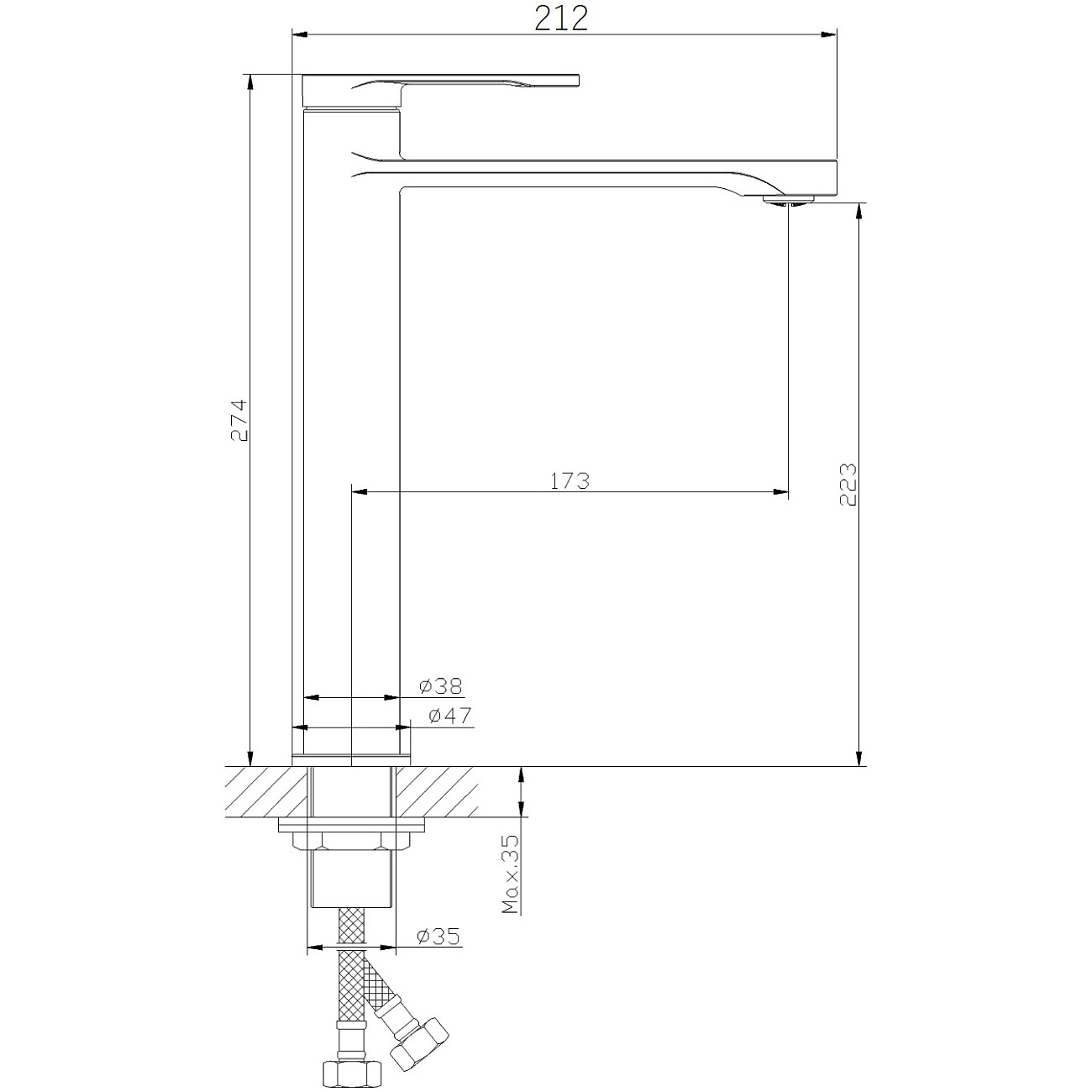 Смеситель для раковины черный Diwo "Орёл" ORL-05b - изображение 2