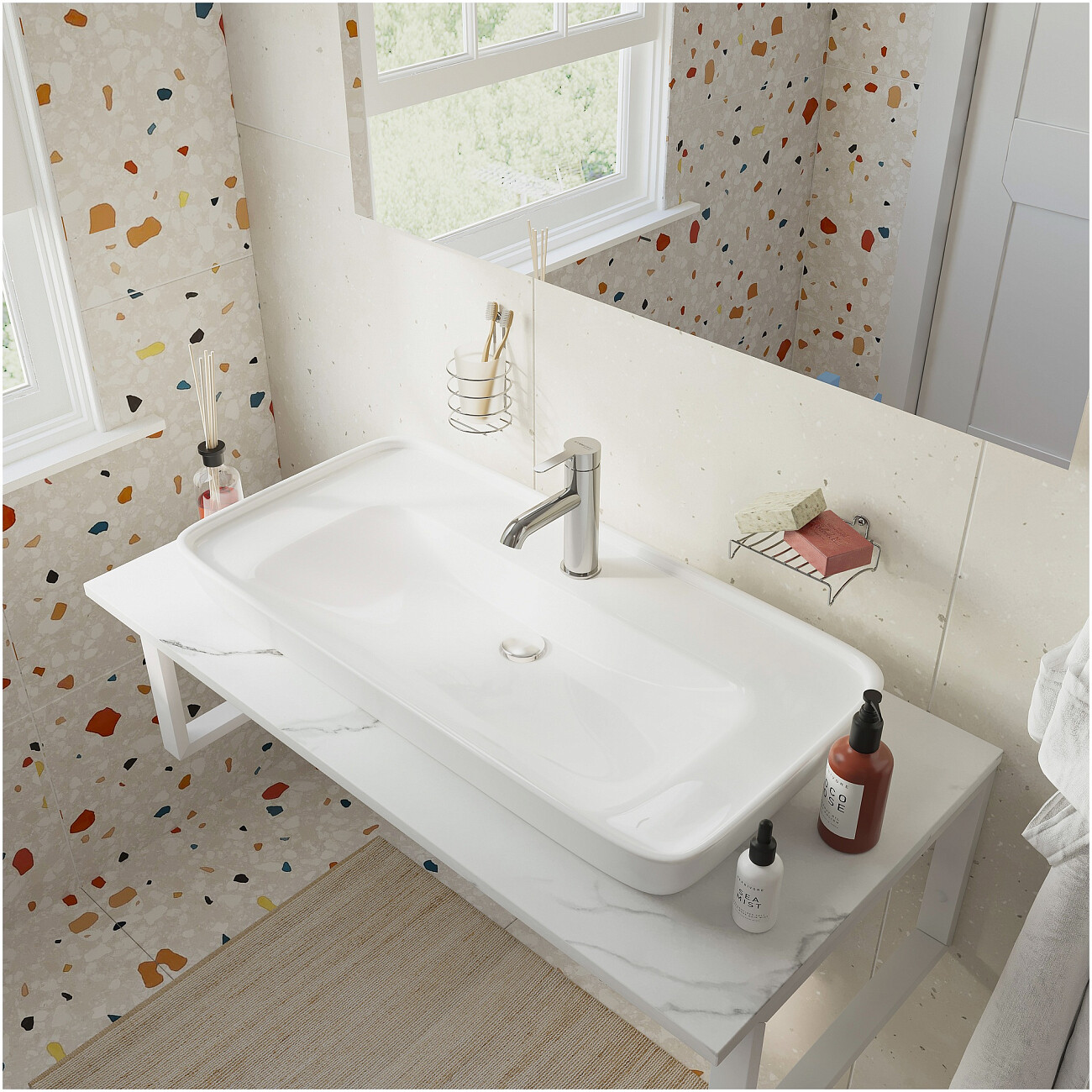 Раковина-чаша накладная фаянсовая 81 см белая Diwo "Углич" 0117 - изображение 4