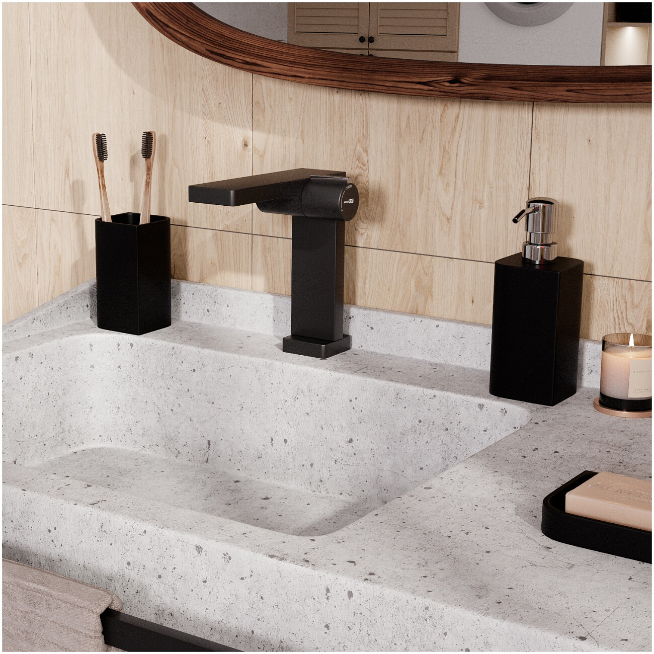 Смеситель для раковины из латуни черный Wasserkraft 7410 - изображение 2