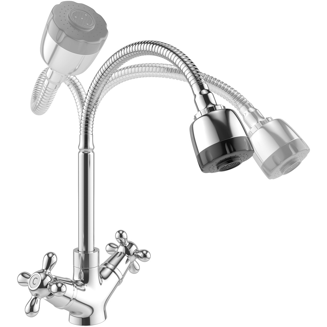 Смеситель для кухни с гибким изливом хром Domaci "Равенна" D03-004cr - изображение 6