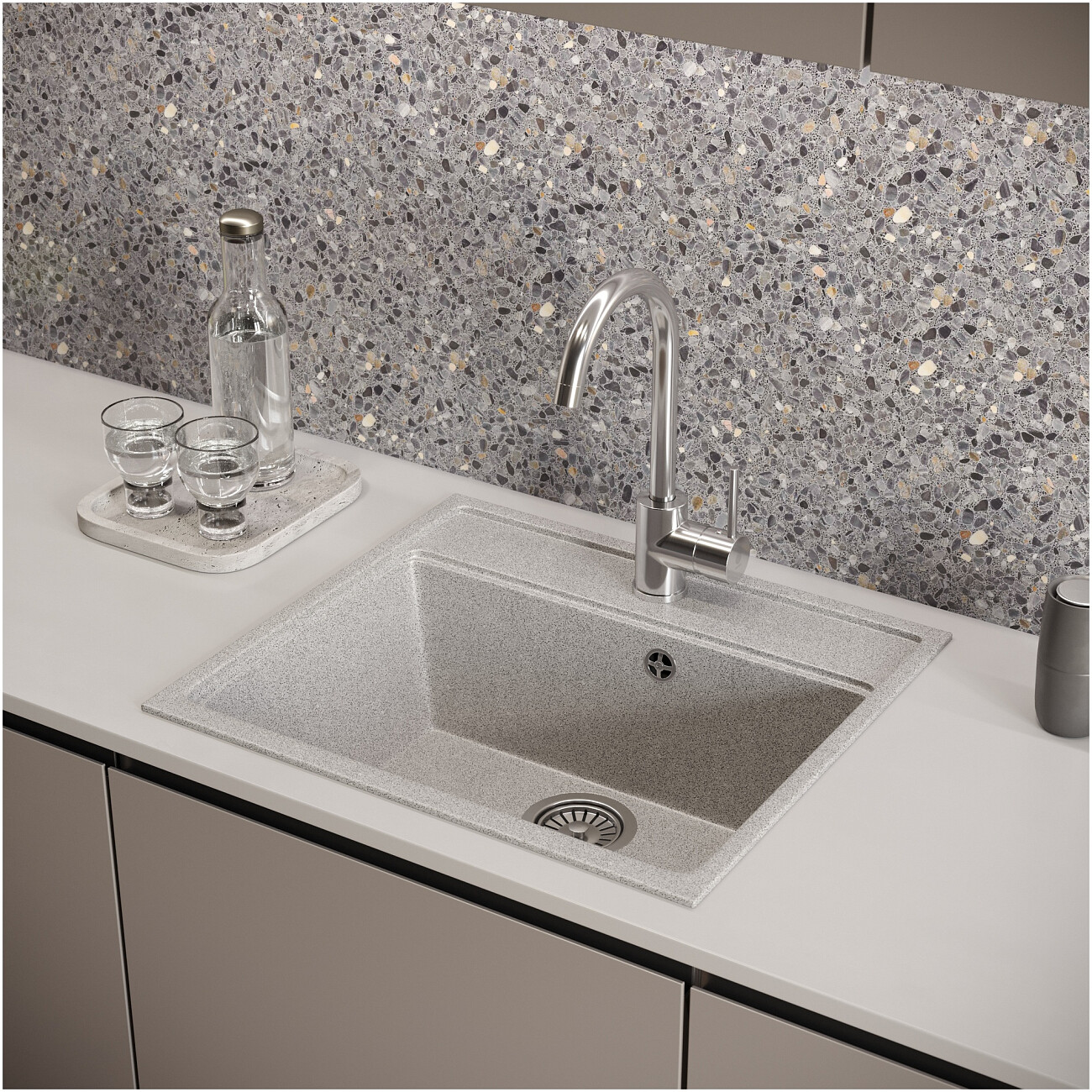 Мойка кухонная серая Domaci "Бьелла" DMC-06 серая - изображение 5