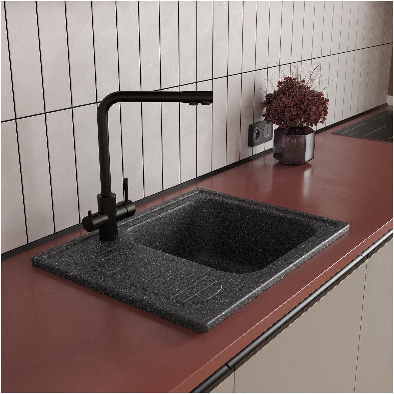 Мойка кухонная антрацит Domaci "Болонья" М-15-007 - изображение 8