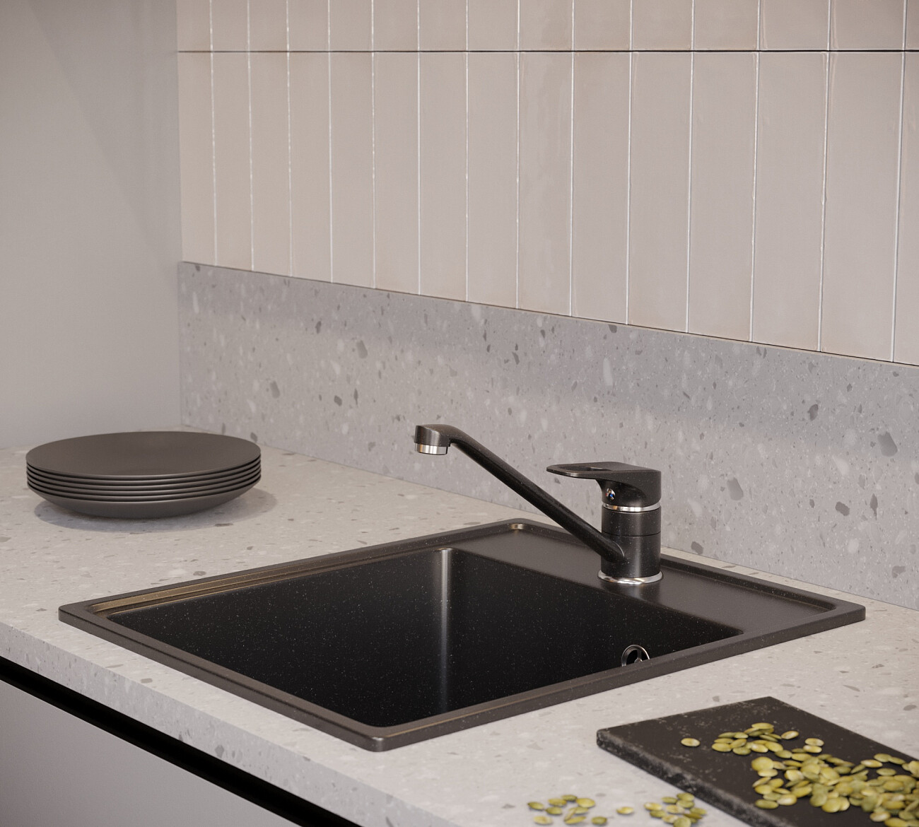 Мойка кухонная уголь Domaci "Солерно" DF 425-07 - изображение 5