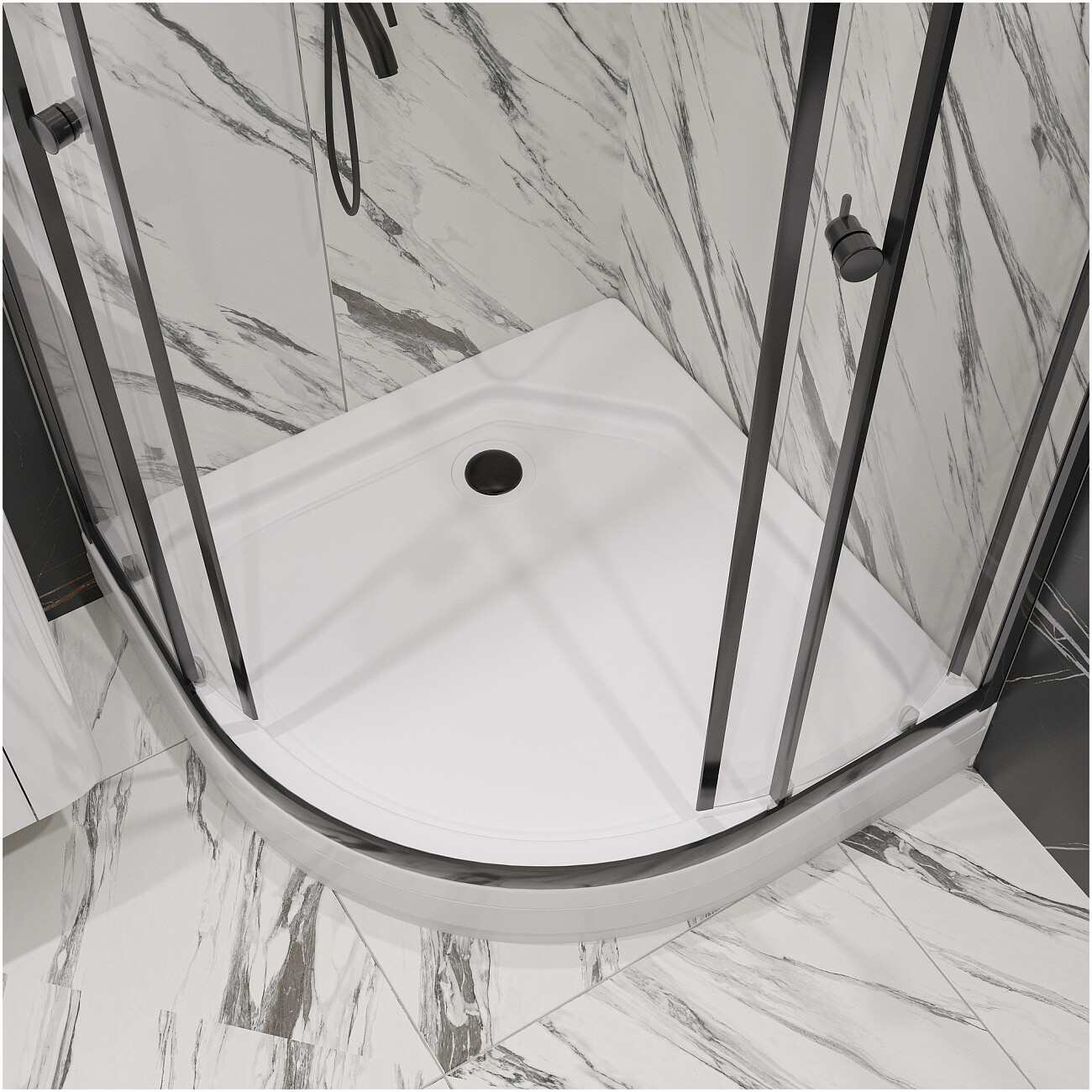 Душевой уголок четверть круга 90x90 см черный Diwo "Псков" Щ0000055591 - изображение 7