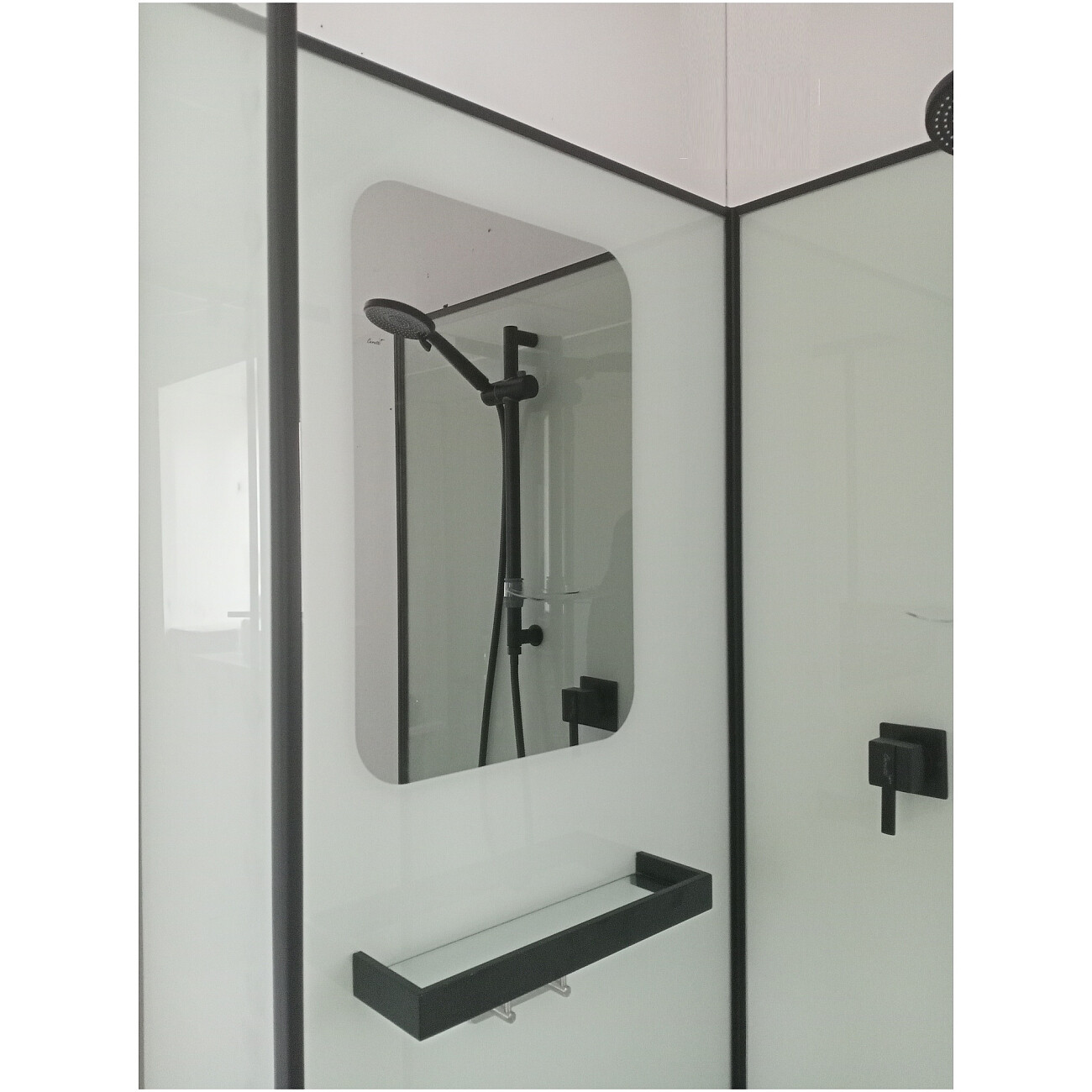 Душевая кабина квадратная без крыши с низким поддоном 90х90 см черная Cerutti SPA Bella 901B - изображение 9