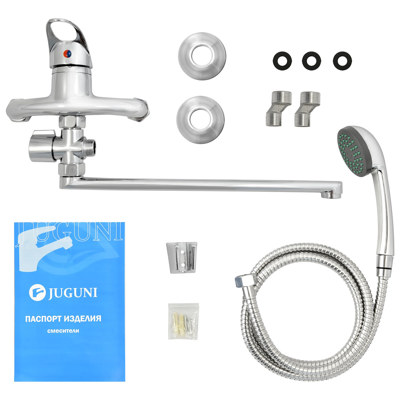 Смеситель для ванны однорычажный с душевым гарнитуром хром Juguni Phoenix JGN0120 0402.609 - изображение 8