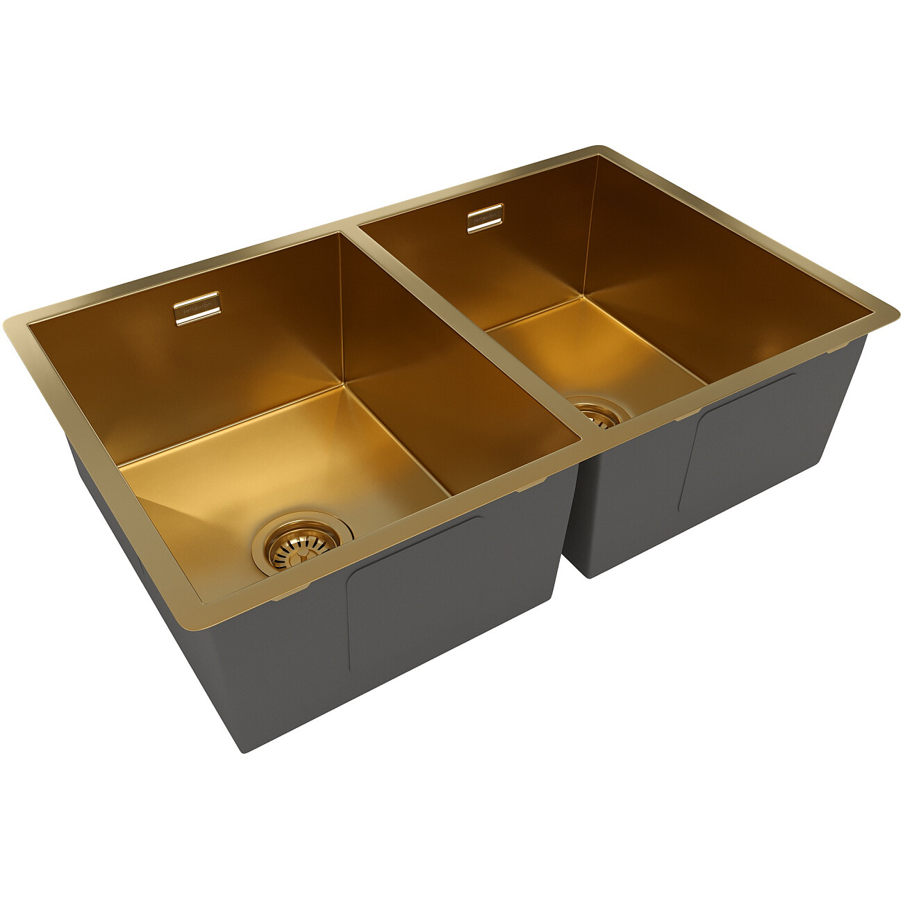 Кухонная мойка двойная из нержавеющей стали 44х70 см золото Reflexion Garda RX2170GD - изображение 4