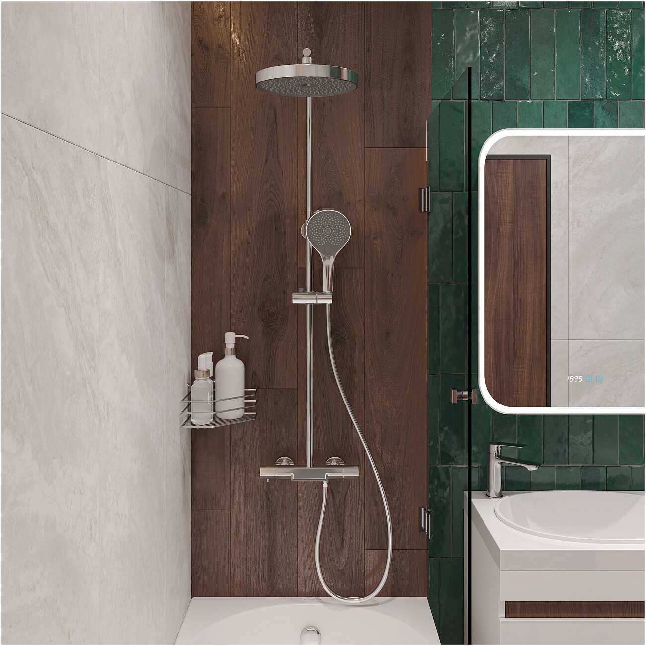 Душевая стойка с верхним душем хром Stworki "Лерум" S04170CR - изображение 7