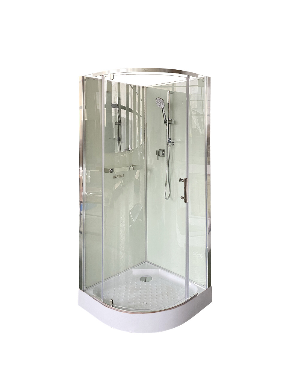 Душевая кабина четверть круга с низким поддоном 90х90 см хром, белая Cerutti SPA Korra 90T - изображение 12