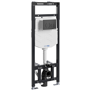 Инсталляция для подвесного унитаза с черной матовой кнопкой Wasserkraft Alme 15TLT.010.ME.MB02