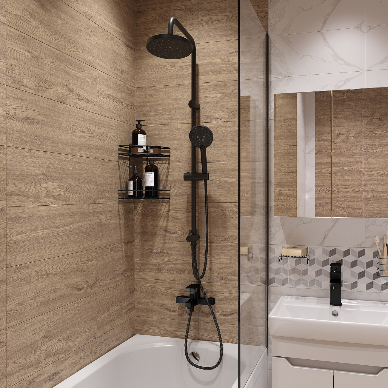 Смеситель для ванны с душем черный Diwo "Суздаль" SU-02b - изображение 4