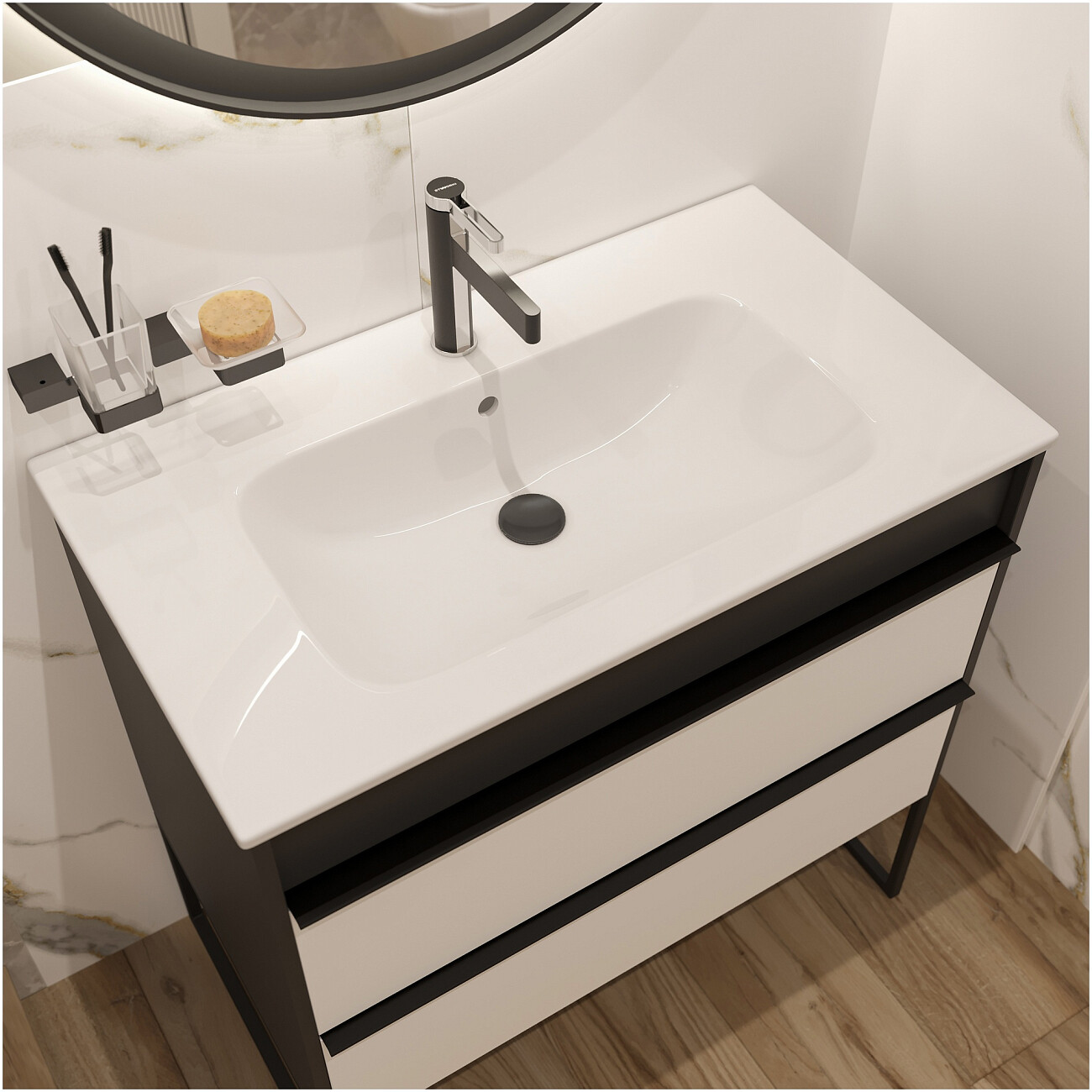 Смеситель для раковины однорычажный черный, хром Stworki "Лександ" S09010BC - изображение 7