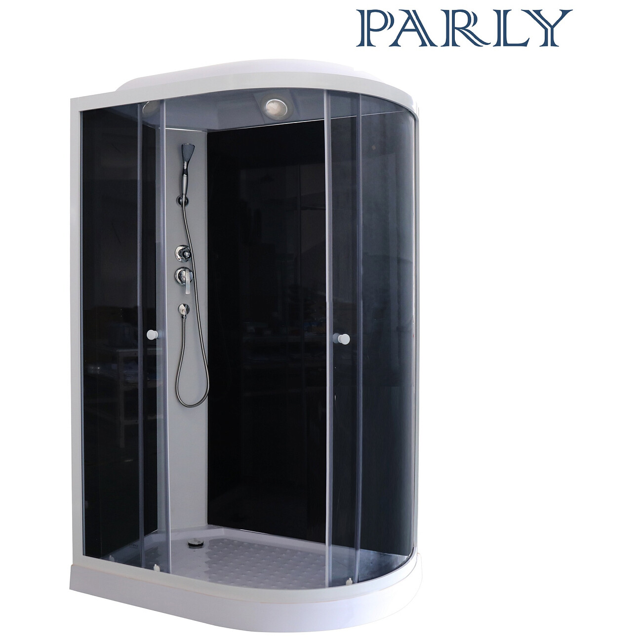 Душевая кабина ассиметричная левая с низким поддоном 80х120 см белая, черная Parly EC1231L - изображение 2