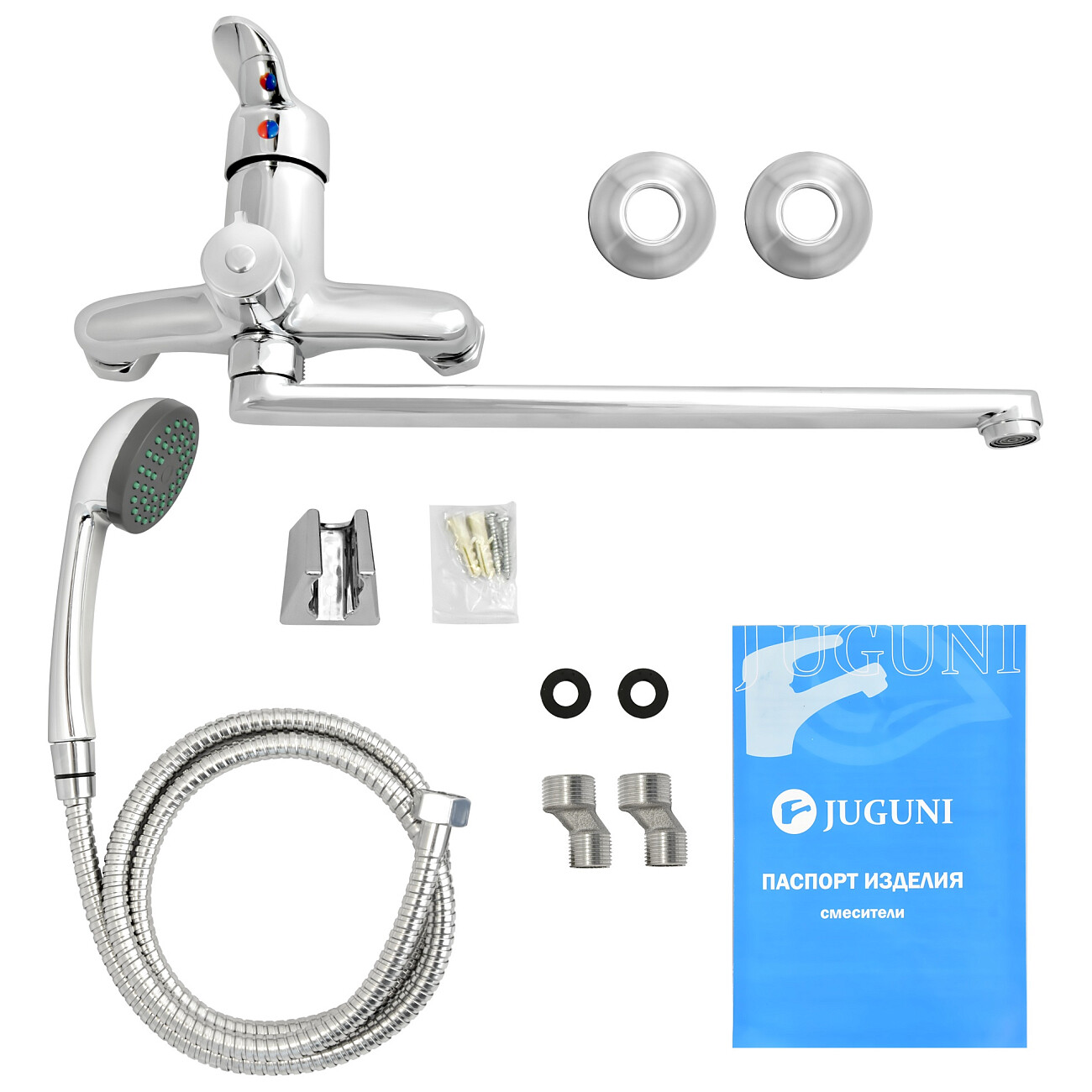 Смеситель для ванны однорычажный с душевым гарнитуром хром Juguni Pegas JGN0110 0402.601 - изображение 9
