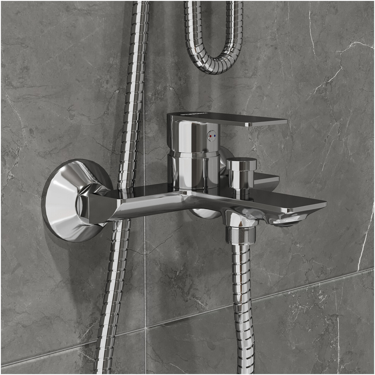 Смеситель для ванны с душем настенный хром Stworki "Гриндстед" S29100CR - изображение 5
