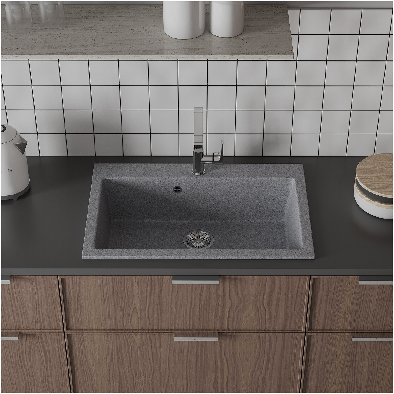 Мойка кухонная серая Domaci "Болонья" М-39-005 - изображение 8