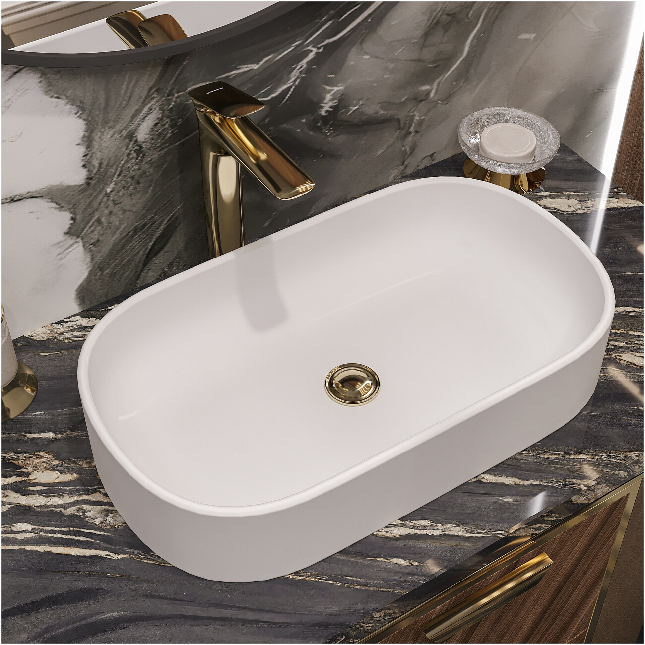 Смеситель для раковины однорычажный золотой Stworki "Молде" S23020GG - изображение 6