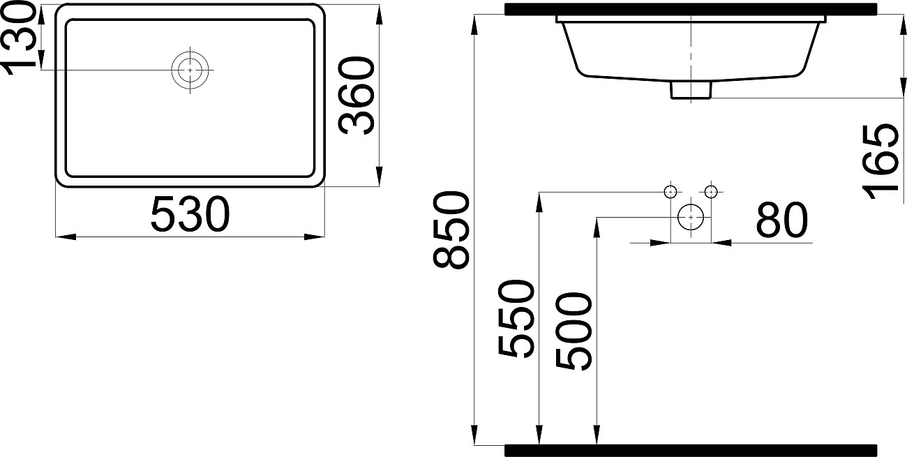 Раковина встраиваемая керамическая прямоугольная 36х53 см белая Stworki K0001-0346 - изображение 2