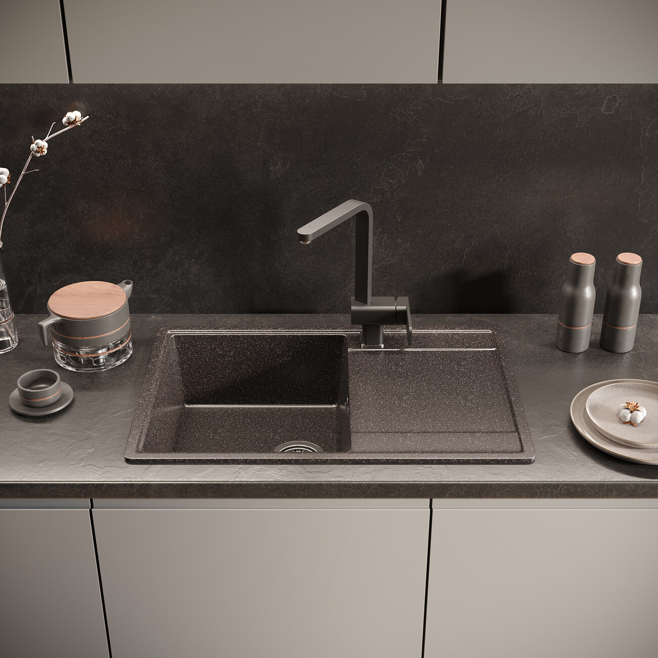 Мойка кухонная черная Domaci "Палермо" PR-735-004 - изображение 8