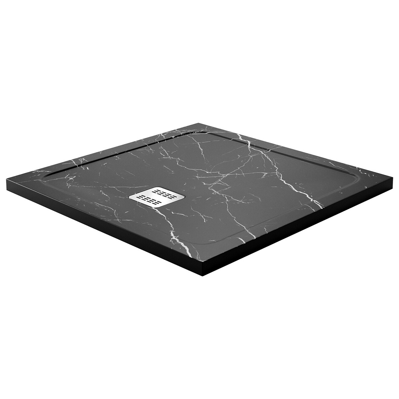 Душевой поддон из искусственного камня квадратный 90х90 см черный Wasserkraft мрамор Neime 19T03 - изображение 3