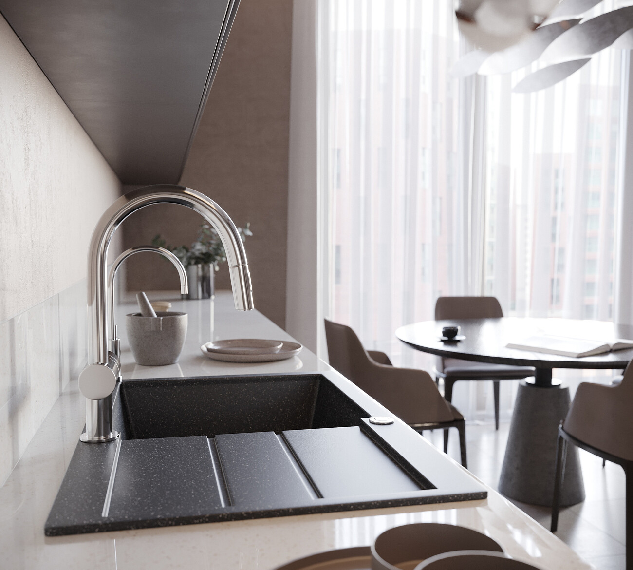 Мойка кухонная черная Domaci "Бьелла" DMC-25-308 - изображение 6